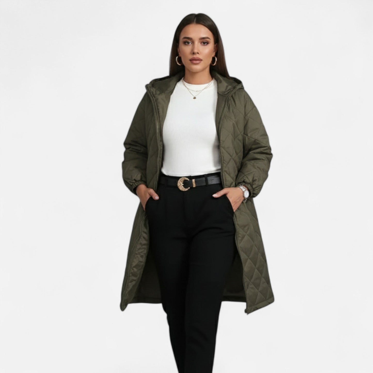 Chaqueta Acolchada Plus Size para Mujer